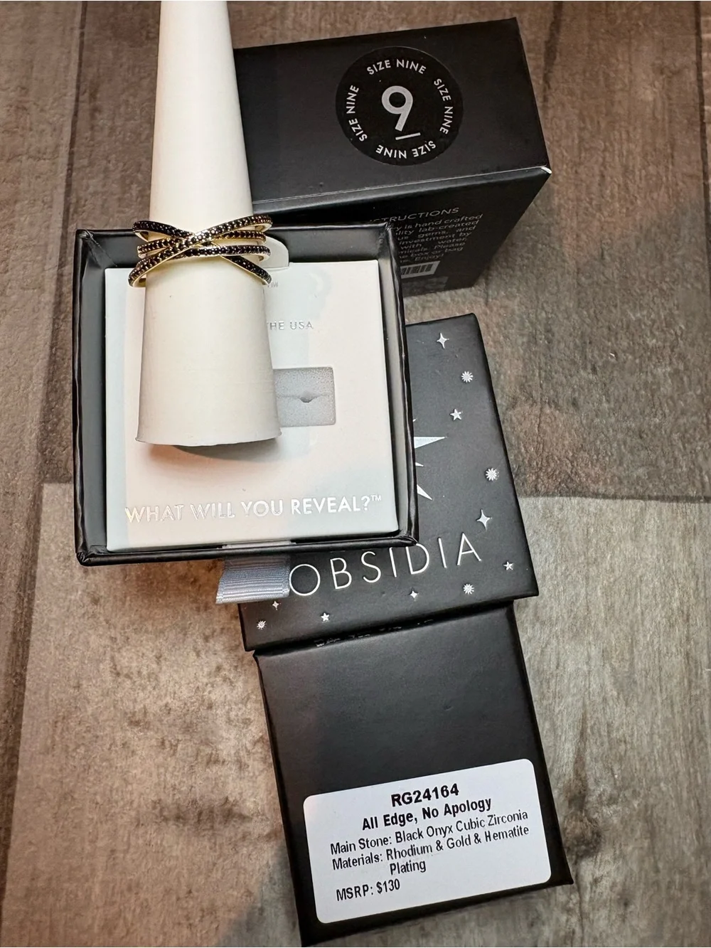 Bomb Party - Obsidia - 'All Edge, No Apology' Ring - Size 9